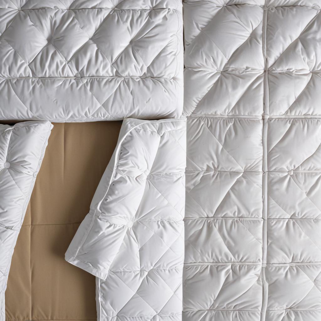 Сравнение кассетной и стёганой конструкции одеял сверху на одной плоскости