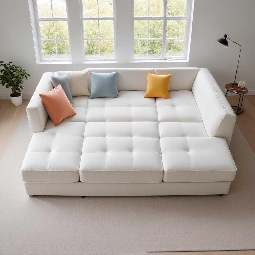 Матрас-топпер M&uuml;hldorfer выравнивает поверхность секционного дивана, создавая единое спальное место.