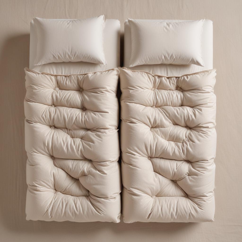 Три перины разной толщины (летняя, всесезонная, зимняя) для наглядного сравнения